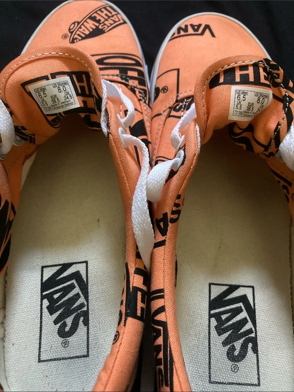 Vans Era Skate Sneakers Off The Wall Orange Logo Low-Top Women 8 Men 6.5